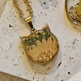 Collana con ciondolo gattino e fiori veri