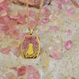 Collana con ciondolo in resina e fiori rosa- Giardino Incantato