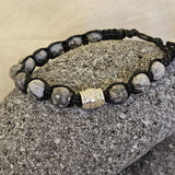 Bracciale uomo - stile Shamballa in diaspro grigio