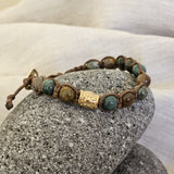 Bracciale uomo - stile Shamballa in agata muschiata