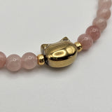 Bracciale in giada rosa e gattino dorato