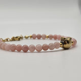 Bracciale in giada rosa e gattino dorato