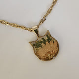 Collana con ciondolo gattino e fiori veri