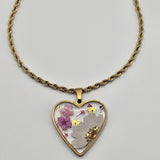 Collana cuore con due mici dorati