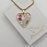 Collana cuore con due mici dorati