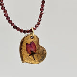 Collana Cuore Ottone e Granato