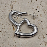 Orecchini cuore hoop argentati