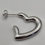 Orecchini cuore hoop argentati