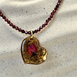 Collana Cuore Ottone e Granato