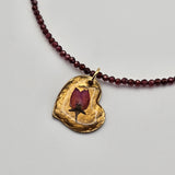 Collana Cuore Ottone e Granato