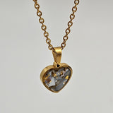 Collana Cuore Madreperla Azzurro Polvere