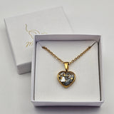Collana Cuore Madreperla Azzurro Polvere